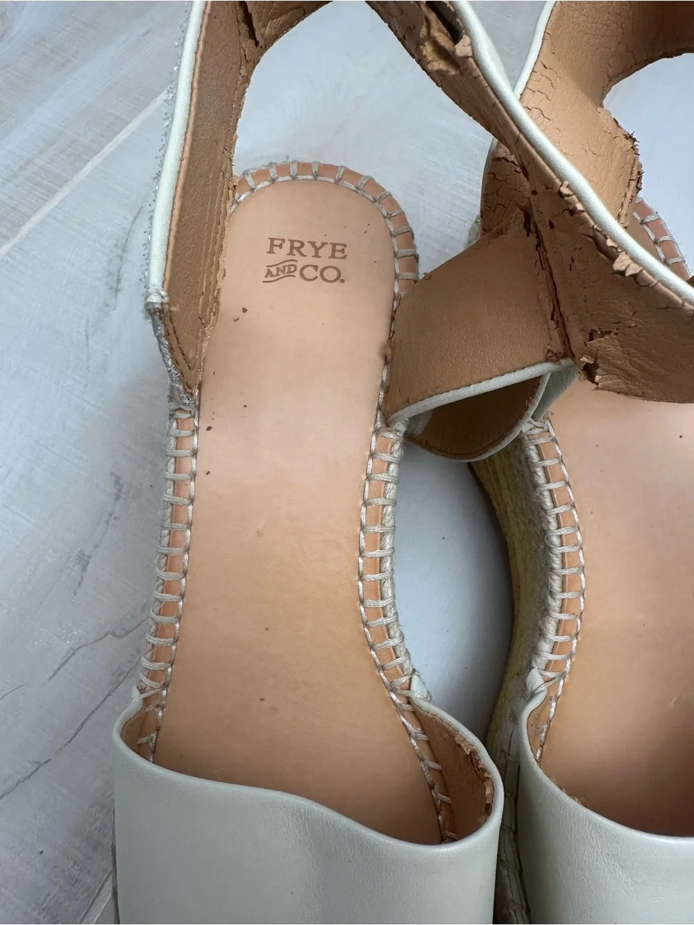 Frye & Co Women’s Cream Espadrille Wedge Sandals